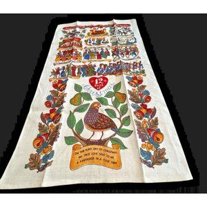 100% Pure Crisp Linen Kitchen Towel 12 Days of Christmas NEW OS 16x26 Kay Dee